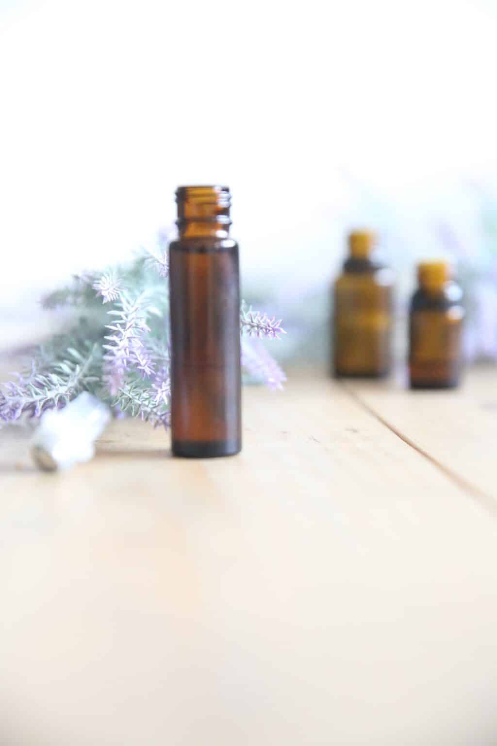 homemade lavender essential oil roller bottle