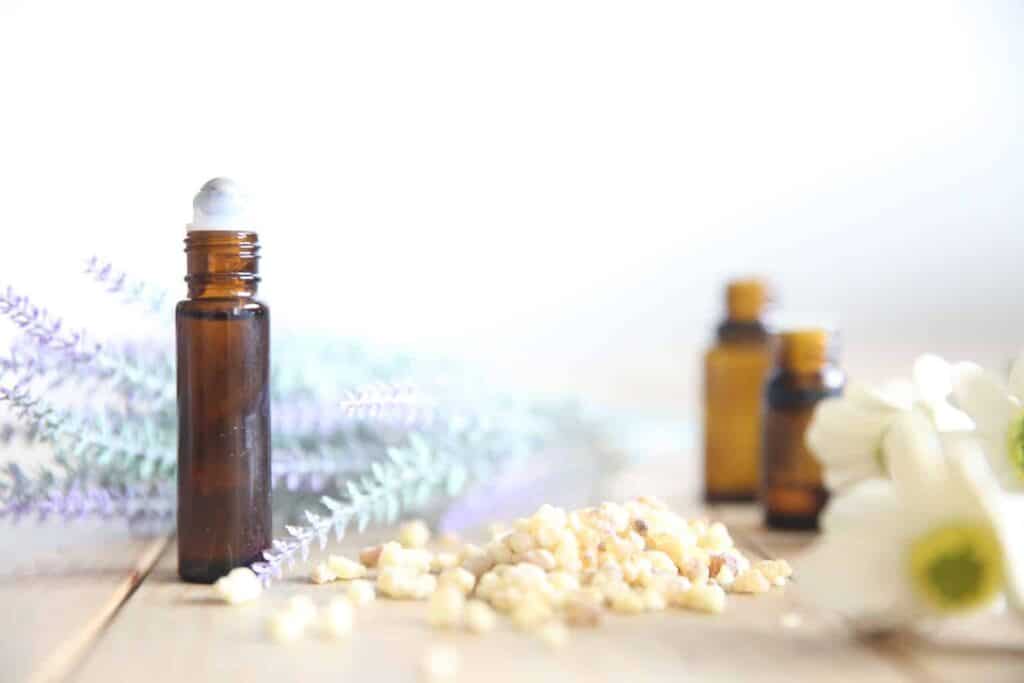 Essential oil roller bottle for teething.