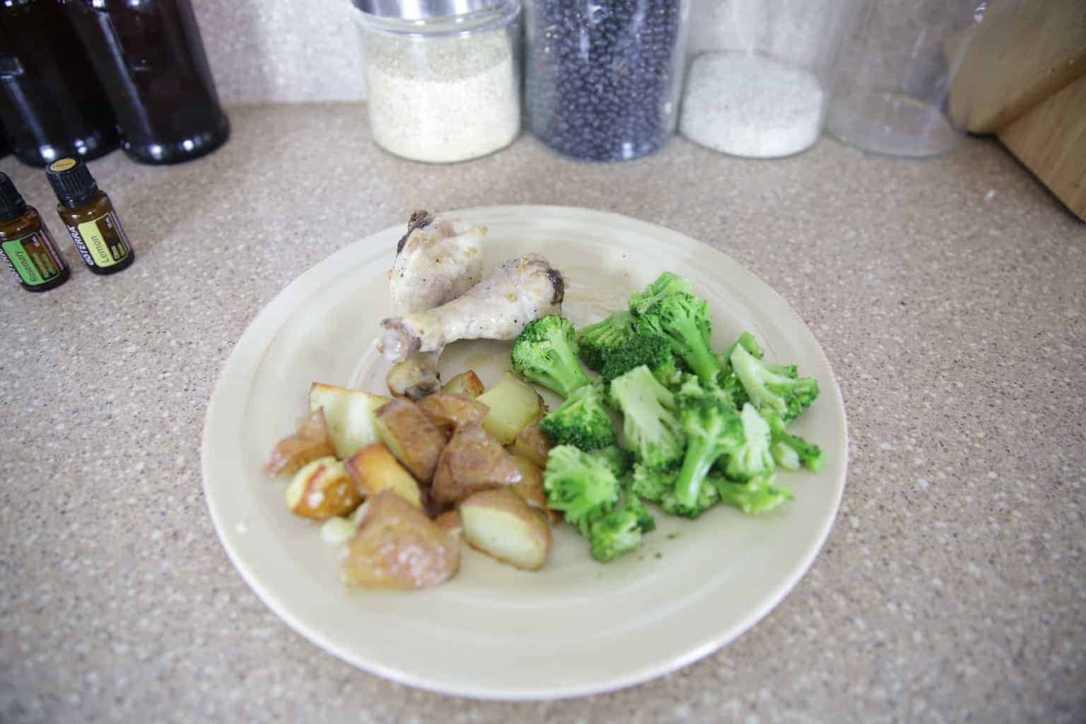 LEMON ROSEMARY CHICKEN DINNER ON COUNTER TOP