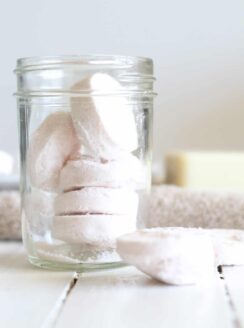 diy shower melts in waterproof glass container.