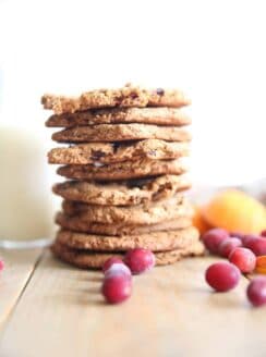 Paleo orange cranberry cookie stack.