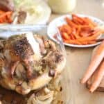 How to roast a whole chicken and vegetables. Healthy whole 30 chicken dinner for the whole family. Kid friendly meal ideas.