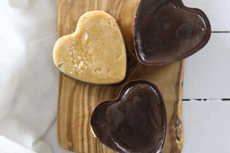 Learn how to make a kid friendly, paleo chocolate peanut butter shape heart. This dessert is made with less than 5 ingredients.