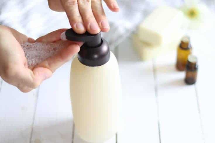 DIY shampoo with castile soap, water, and essential oils.