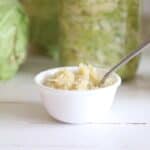 Learn how to make sauerkraut with only cabbage and salt. No special fermenting equipment is needed for this recipe.