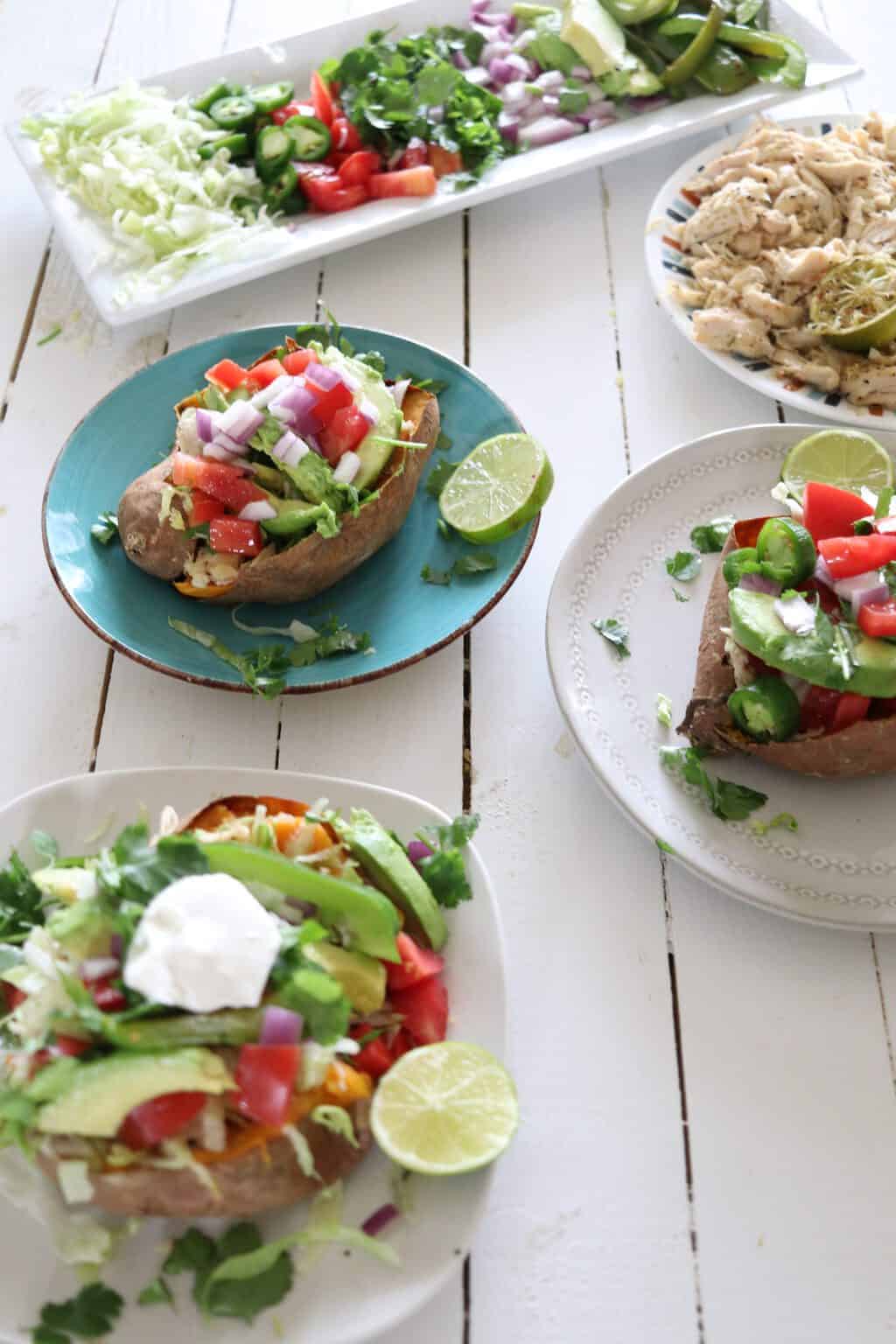 Mexican food on white table.