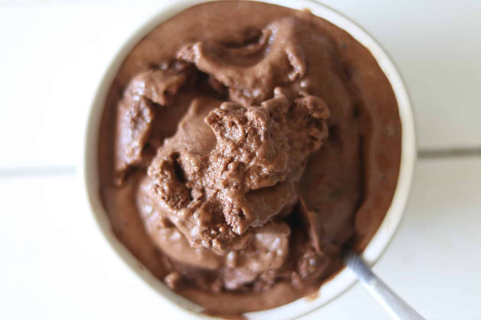 Bowl of homemade peanut butter chocolate ice cream.