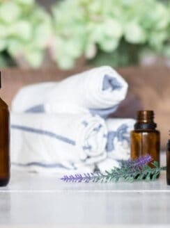 glass spray bottle with essential oil bottles