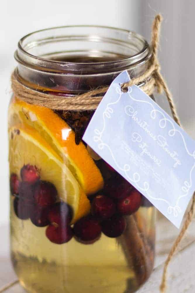 Stovetop potpourri in mason jar.