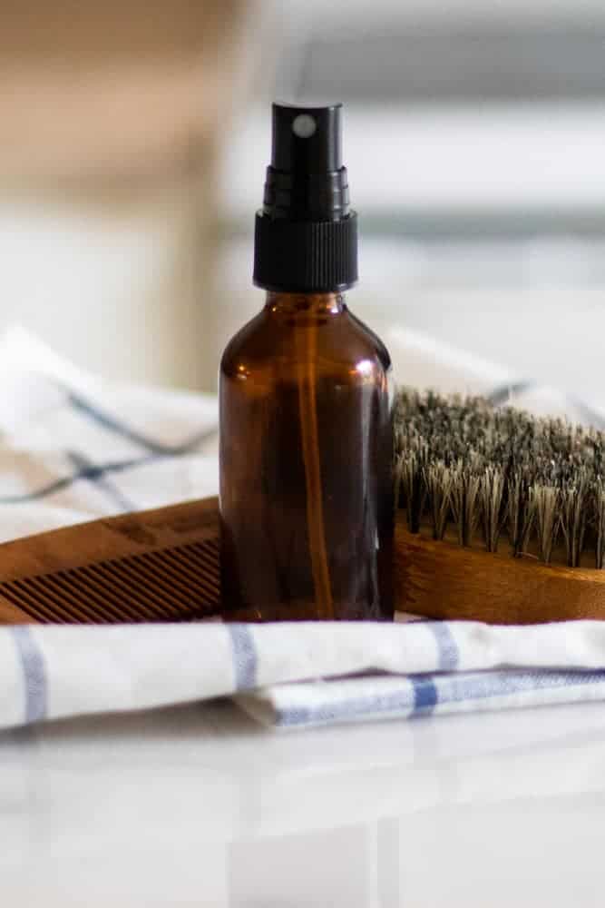 Homemade aftershave in a glass spray bottle.