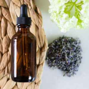 Anti-aging serum in glass amber colored dropper bottle.
