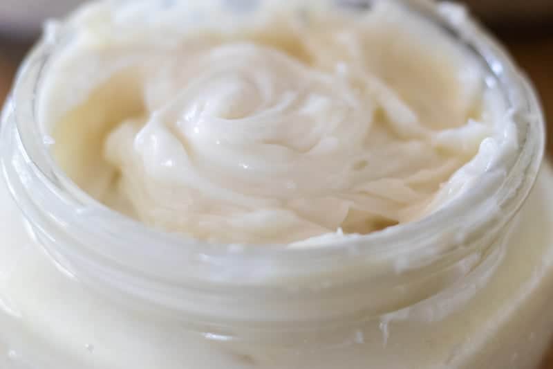 DIY white shaving cream in mason jar.