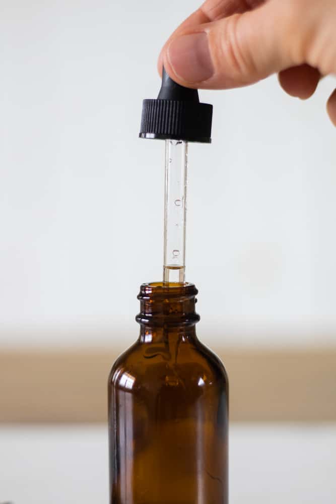dropper bottle of homemade face serum