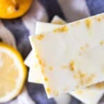 diy soap bars on towel with lemon slices