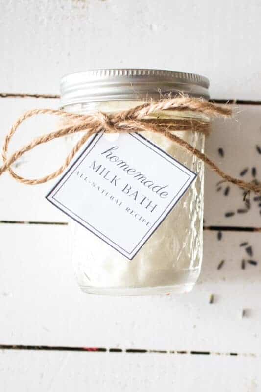 powdered milk bath with lavender buds