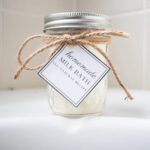 jar of powdered milk bath with gift tag