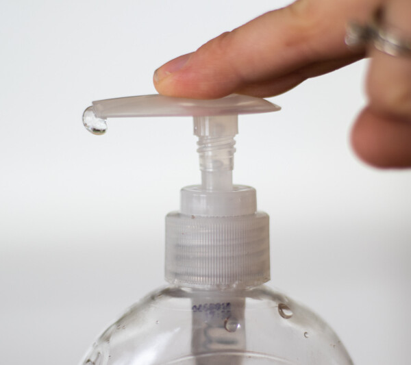homemade gel hand sanitizer in clear bottle