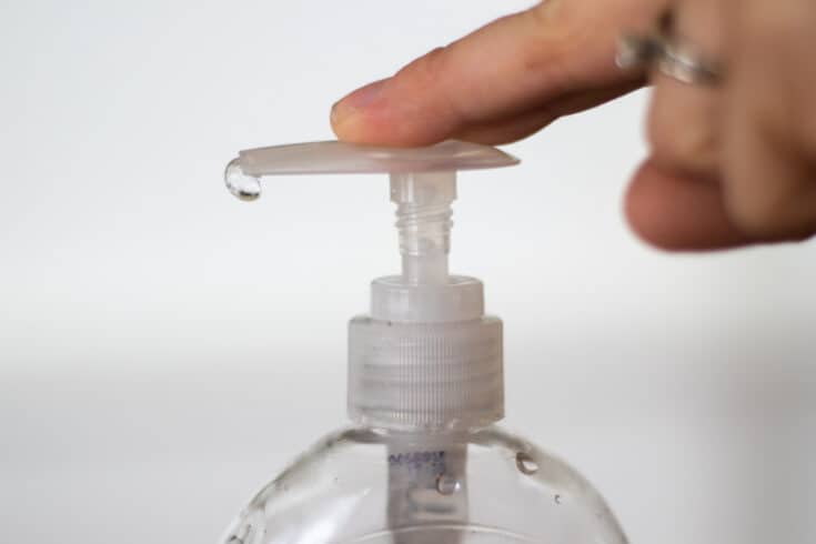 homemade gel hand sanitizer in clear bottle
