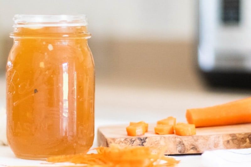 bone broth in glass mason jar