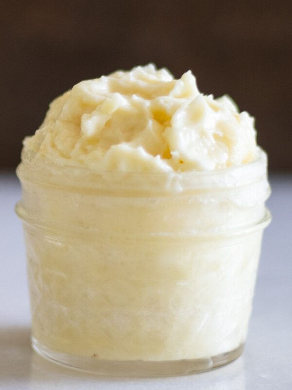 mason jar of homemade whipped lotion.
