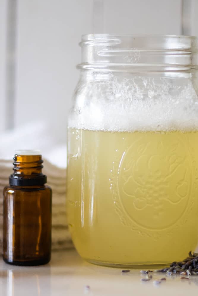 Castile soap bubble bath in mason jar