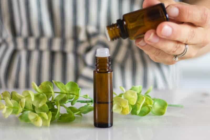making a insect bite treatment using essential oils.