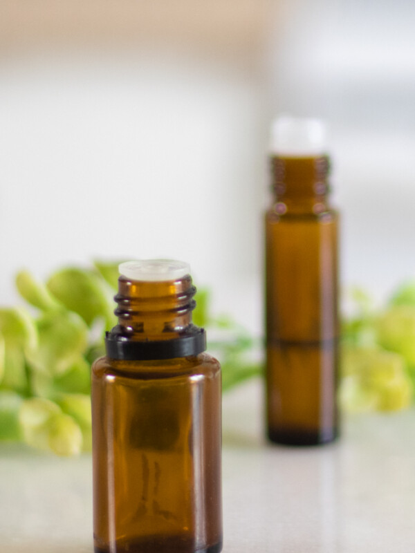 Essential oils for bug bite relief in 10ml rollerball bottle.