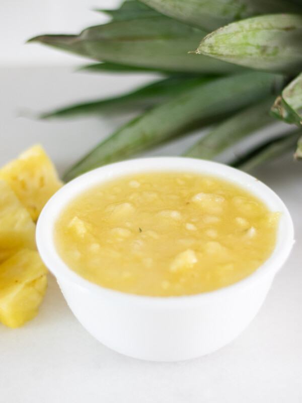 pineapple sugar scrub in white bowl