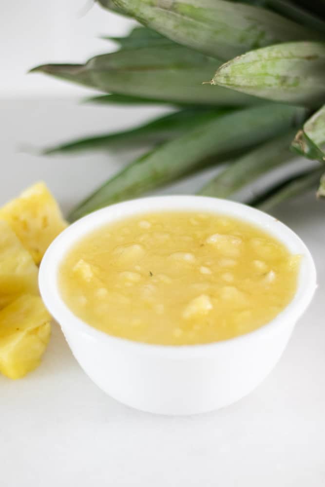 pineapple sugar scrub in white bowl