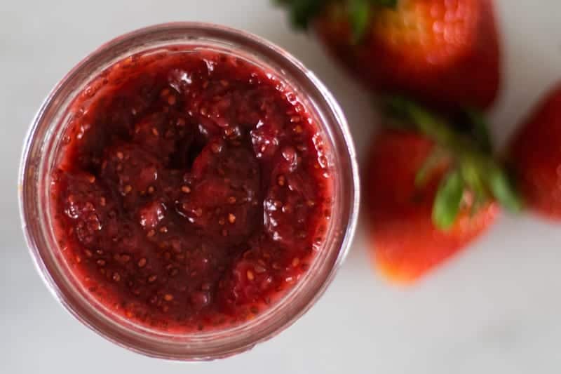 homemade strawberry jam in mason jar