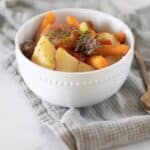 beef shank stew in white bowl