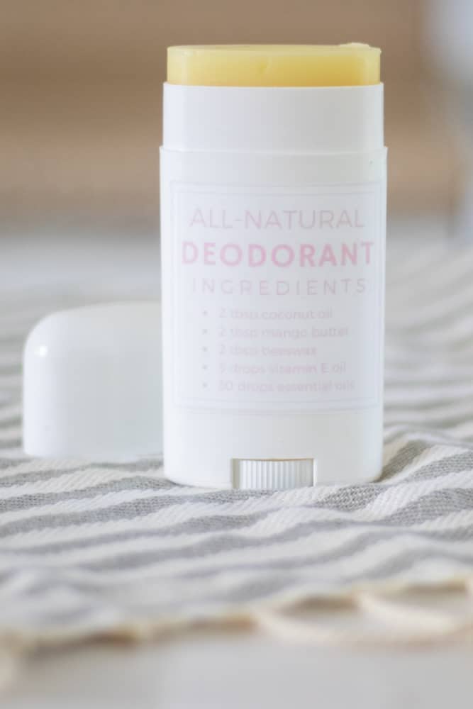 baking soda free deodorant in white deodorant container with printable label