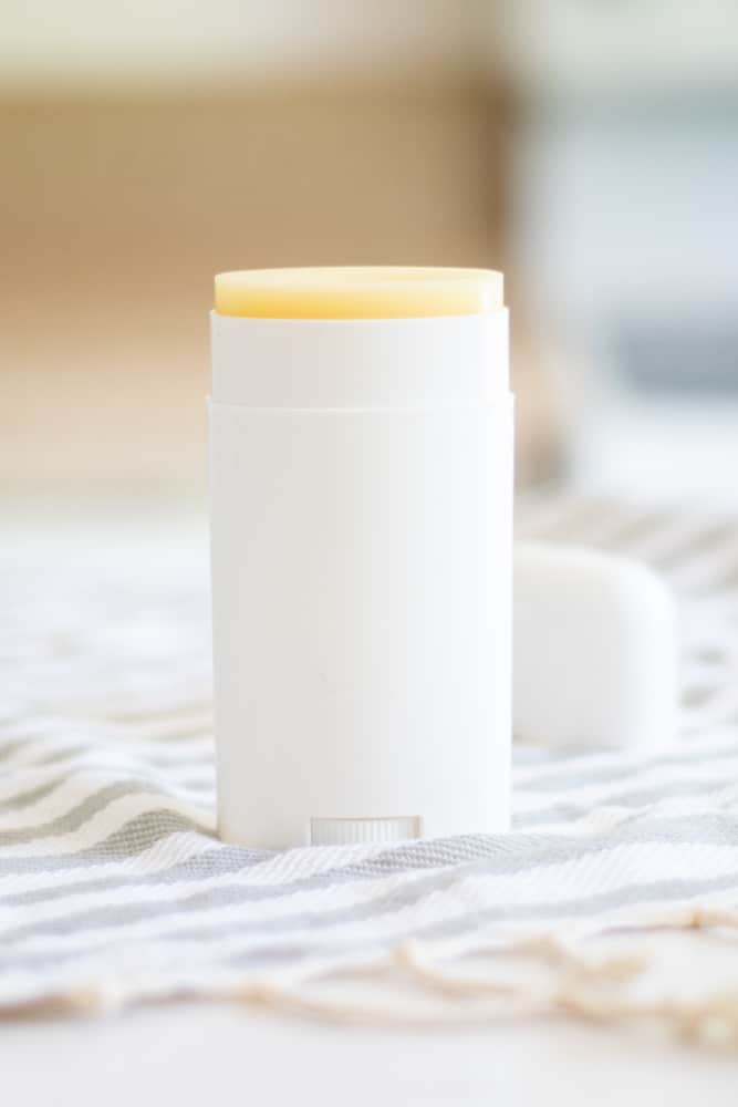 homemade deodorant without baking soda in white deodorant container