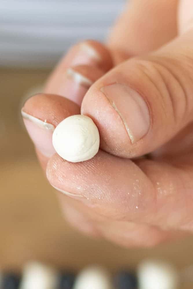 hand rolled air dry clay ball for a oil diffuser bracelet