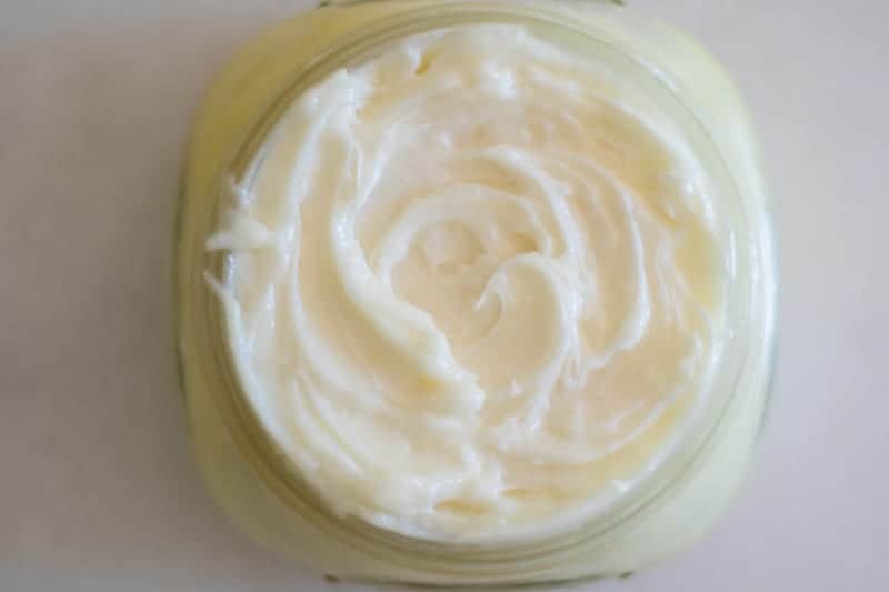 fluffy whipped body butter on table top