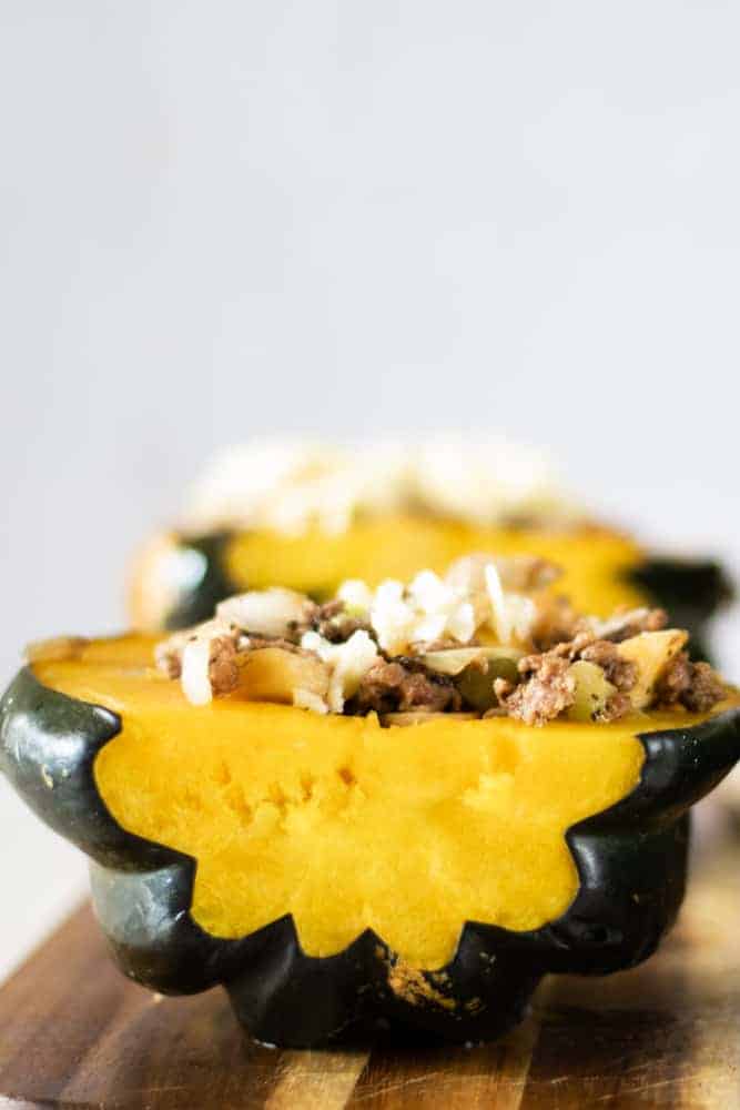 acorn squash with sausage and cheese