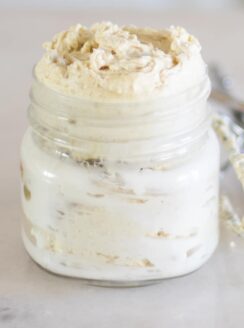 whipped body butter in mason jar.