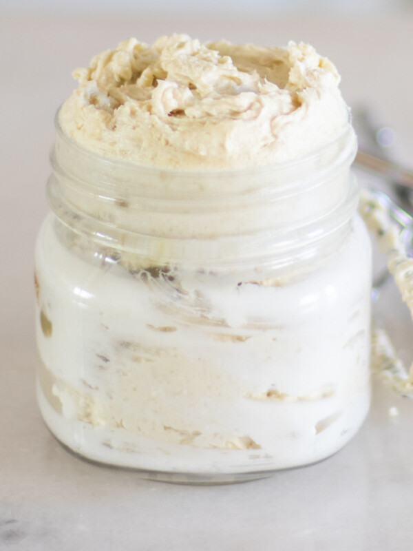 whipped body butter in mason jar.