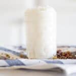 Whipped sugar scrub in mason jar.
