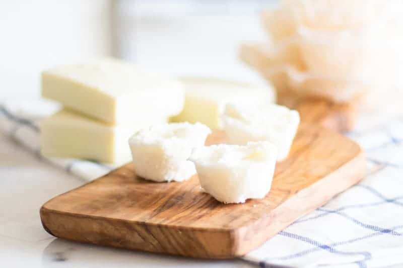 diy bubble bath bars on wooden board