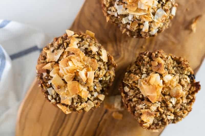 gluten-free muffins with toasted coconut topping