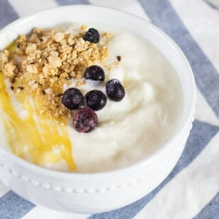 instant pot yogurt with berries and granola