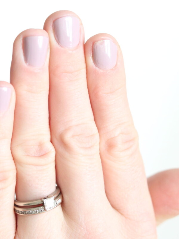 Nails painted with a natural nail polish.