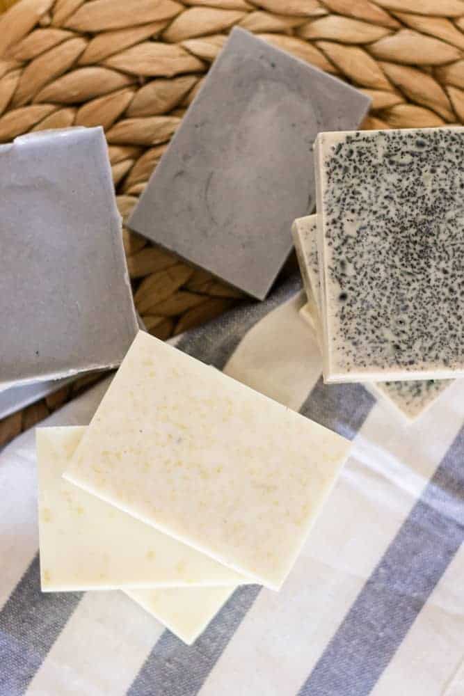 Melt and pour goat milk soap bars.