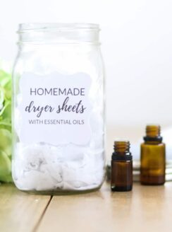 Homemade dryer sheets with essential oils.