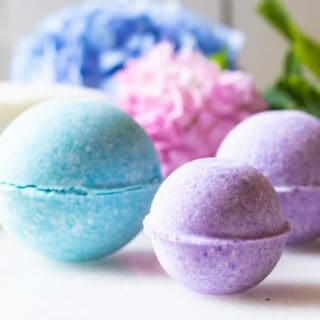 Homemade tropical scented bath bombs.