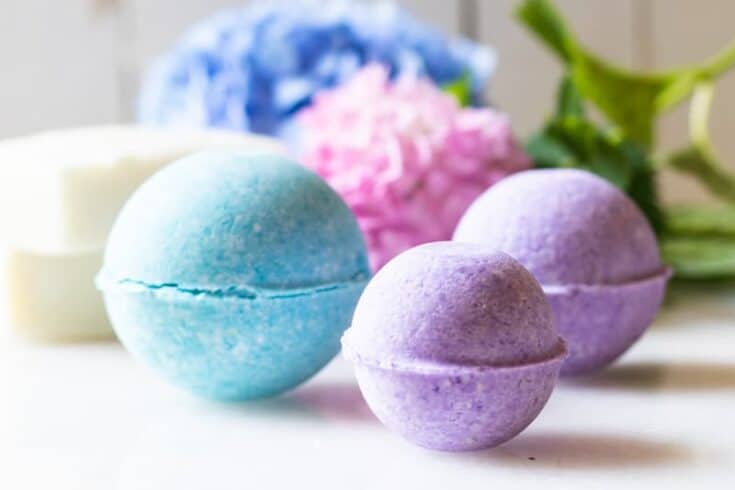 Homemade tropical scented bath bombs.