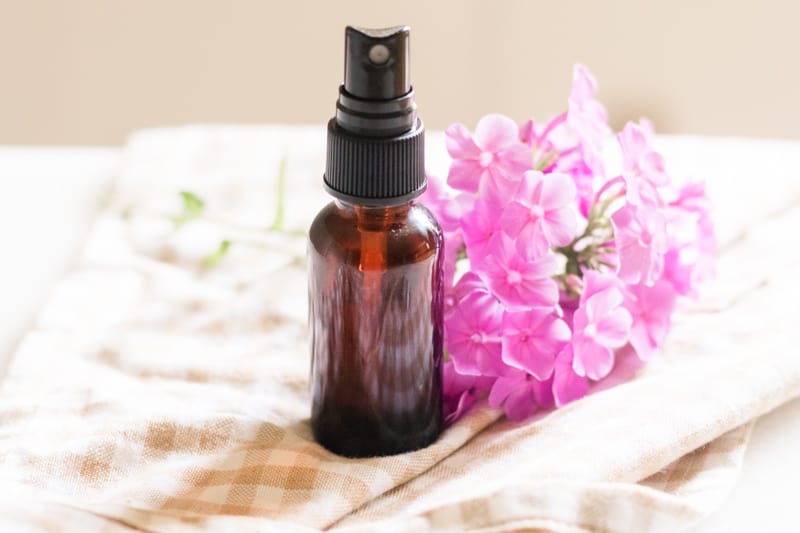 Amber spray bottles with natural air freshener in it. 