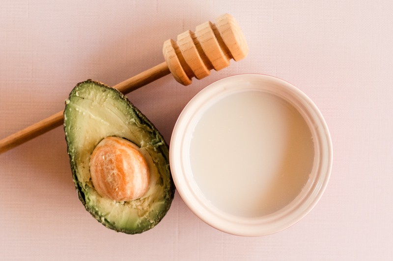 Avocado and milk protein hair treatment.