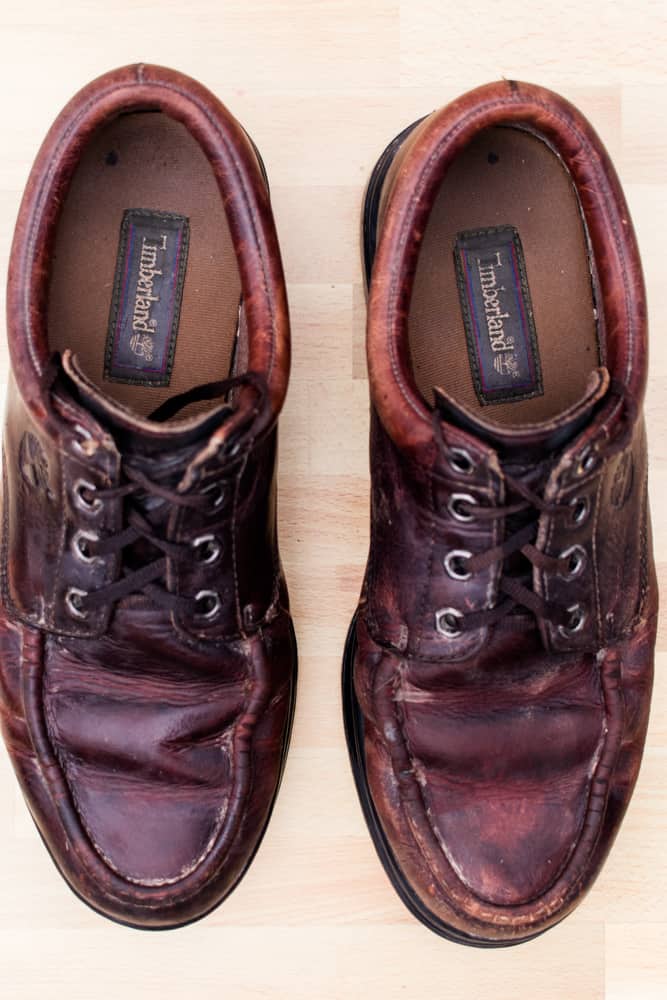 Freshly cared for and polished brown leather shoes.